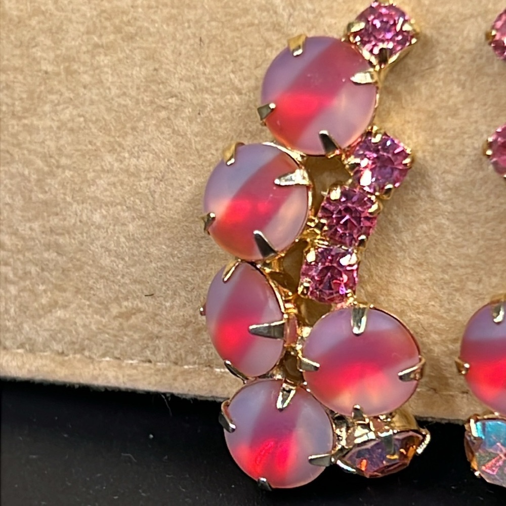 Vintage Leru pink/purple givre glass earrings - Picture 3 of 6